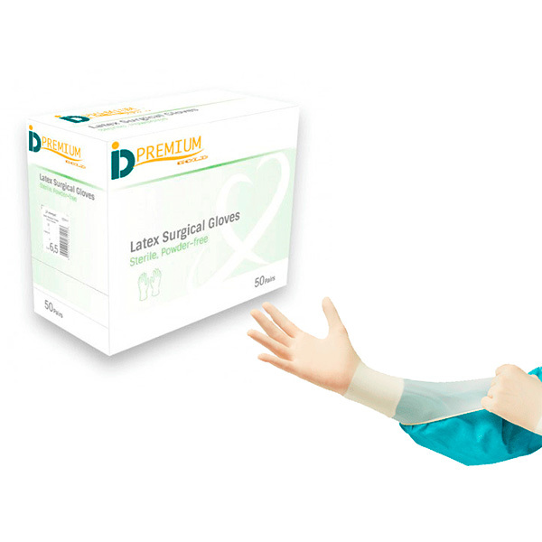 Luvas cirúrgicas estéreis sem pó 50 pares disponíveis id premium