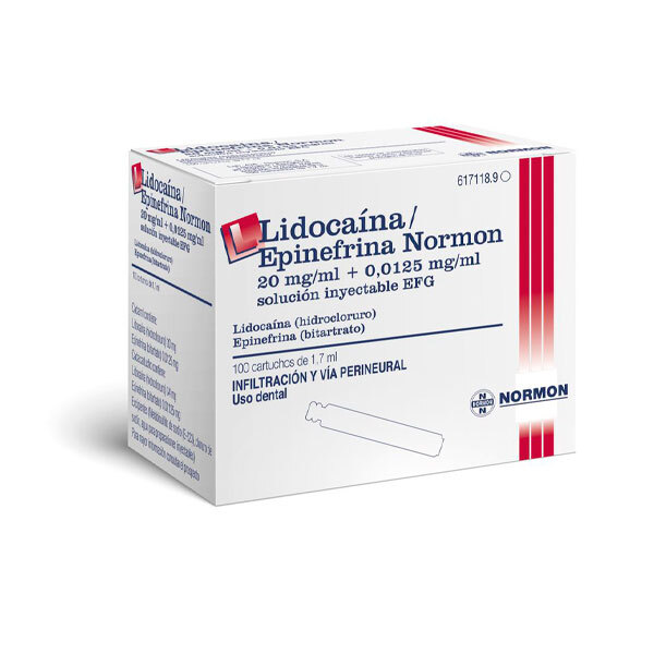 Anestesia lidocaina roja 2% 1:80.000 anestesias y agujas normon