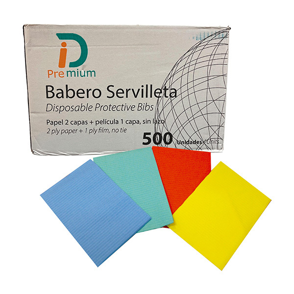 Baberos plegados papel/plástico 500 unidades desechables id premium