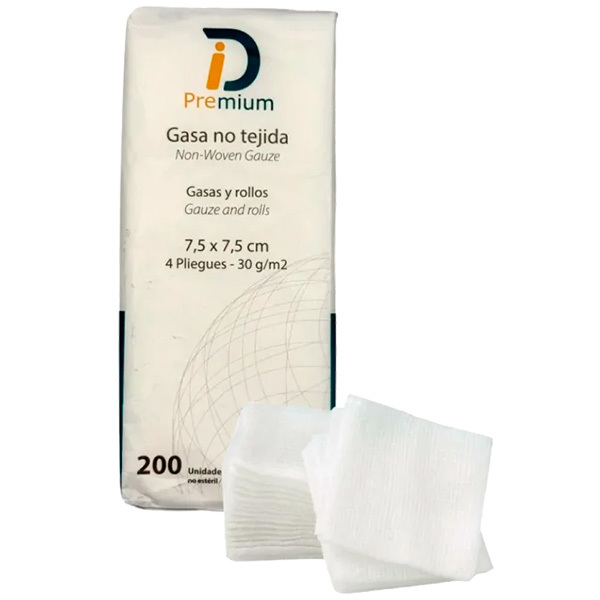 Gasas no esteriles 7.5x7.5 cm 4 capas 200 ud desechables id premium