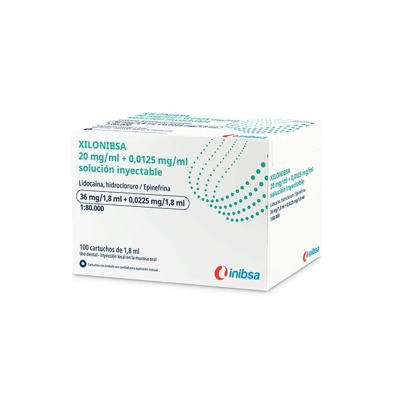 Anestesia xilonibsa 2% lidocaína 1:80000 epinefrina 100 carpules anestesias y agujas inibsa