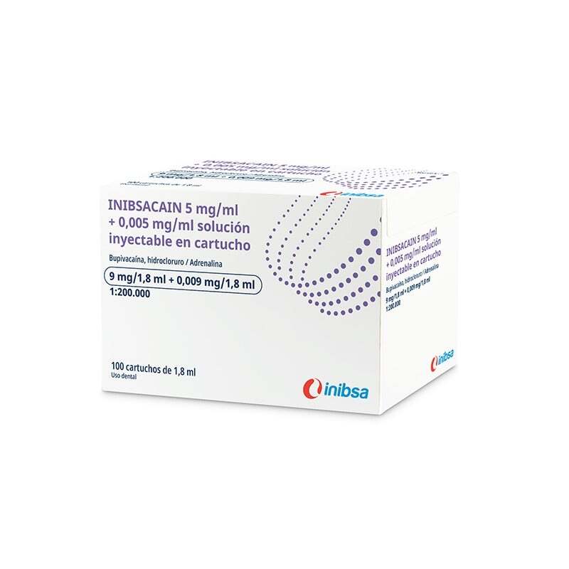 Inibsacain plus 0.5% epinefrina 100 uds anestesias y agujas inibsa