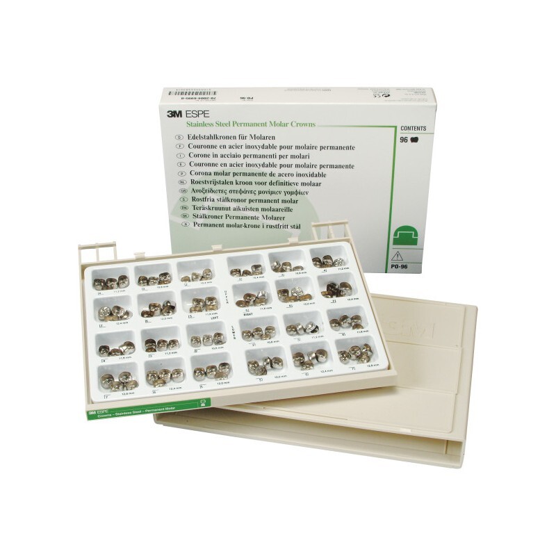 Kit coronas permanentes acero inoxidable 96 uds prótesis 3m