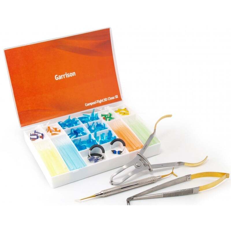 Kit sistema matrices seccionales composi-tight 3d clear cuñas y matrices garrison