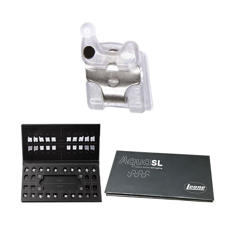 Brackets esteticos ceramica autoligado aqua sl (1 caso) 20 uds ortodoncia leone