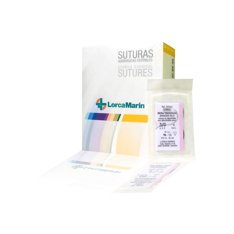 Sutura seda trenzada negra tc15 1/2 12 uds suturas sin marca