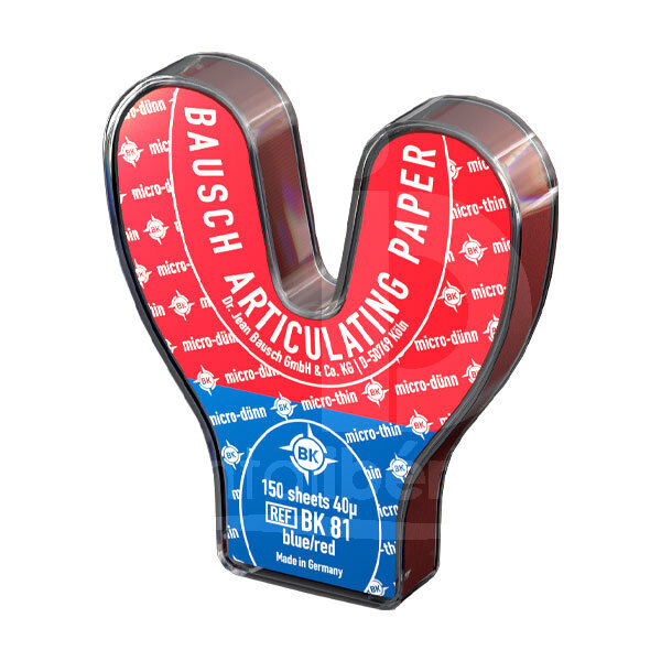 Papier bk 81 bleu/rouge fer à cheval 40 microns prothèses bausch