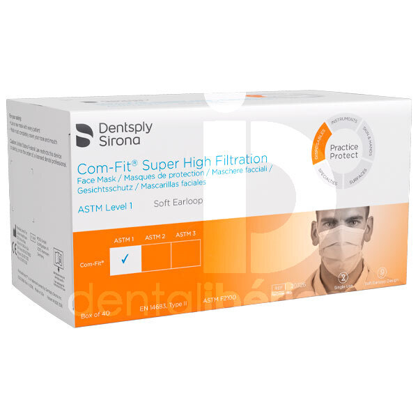 Com-fit masques rectangulaires a elastique bleus usage unique dentsply