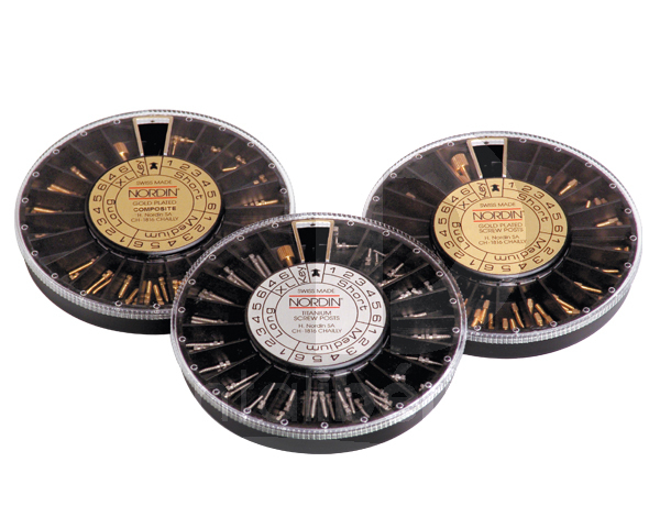 Post filetés dorés coffret tenons et reconstitution coronaire nordin