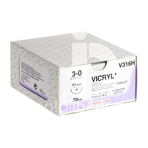 Sutures vicryl 3/8c de 19mm, 45cm. biomatériaux et sutures ethicon