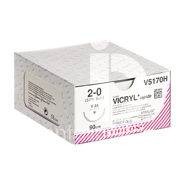 Suture vicryl rapid v4270h 3/0 ps-2 3/8c - 19mm, 70cm. biomatériaux et sutures ethicon