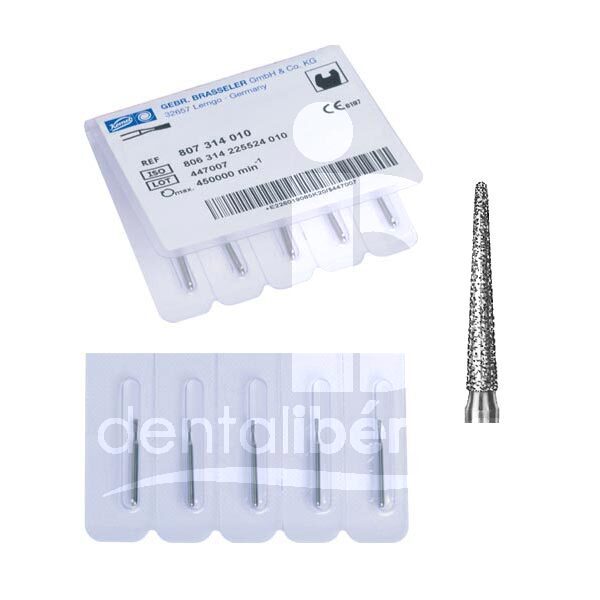 Fraises diamant turbine modele 850 conique ronde, longue. longueur active 10 mm. fraises komet