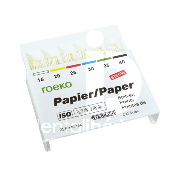 Pointes papier blanc nr. 15-35 endodontie roeko