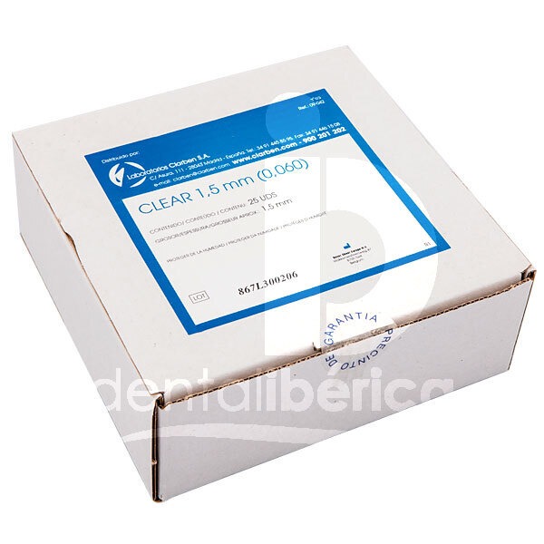 Plaques clear 1,5mm (0.060) empreintes laboratorios clarben